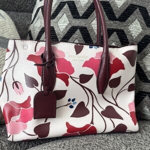 Kate Spade Burgundy and Cream Floral Tote